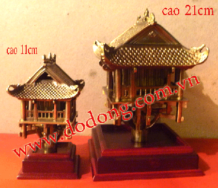 Mô hình tượng chùa một cột bằng đồng đúc 2 cỡ cao 13cm và cao 21cm