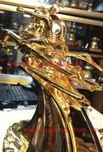 Tượng đồng thánh gióng mạ vàng 38cm – đồ đồng