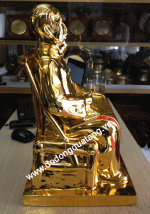 Tượng chân dung chủ tịch Hồ Chí Minh mạ vàng 40cm – đồ đồng