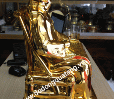 Tượng chân dung chủ tịch Hồ Chí Minh mạ vàng 40cm – đồ đồng