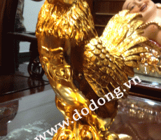 Tượng gà trống mạ vàng – chiêu tài lộc – đồ đồng mạ vàng