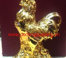 Tượng gà đồng mạ vàng 22cm – quà tặng phong thủy