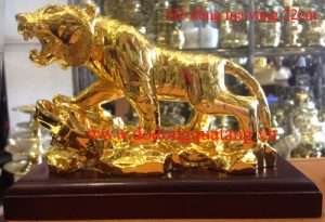 Tượng hổ đồng mạ vàng 22cm phong thủy – đồ đồng quà tặng