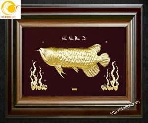 Quà Tết ý nghĩa- tranh cá kim long vàng lá dát 3D