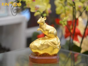 Quà tặng tượng chuột phong thủy mạ vàng 24k độc đáo