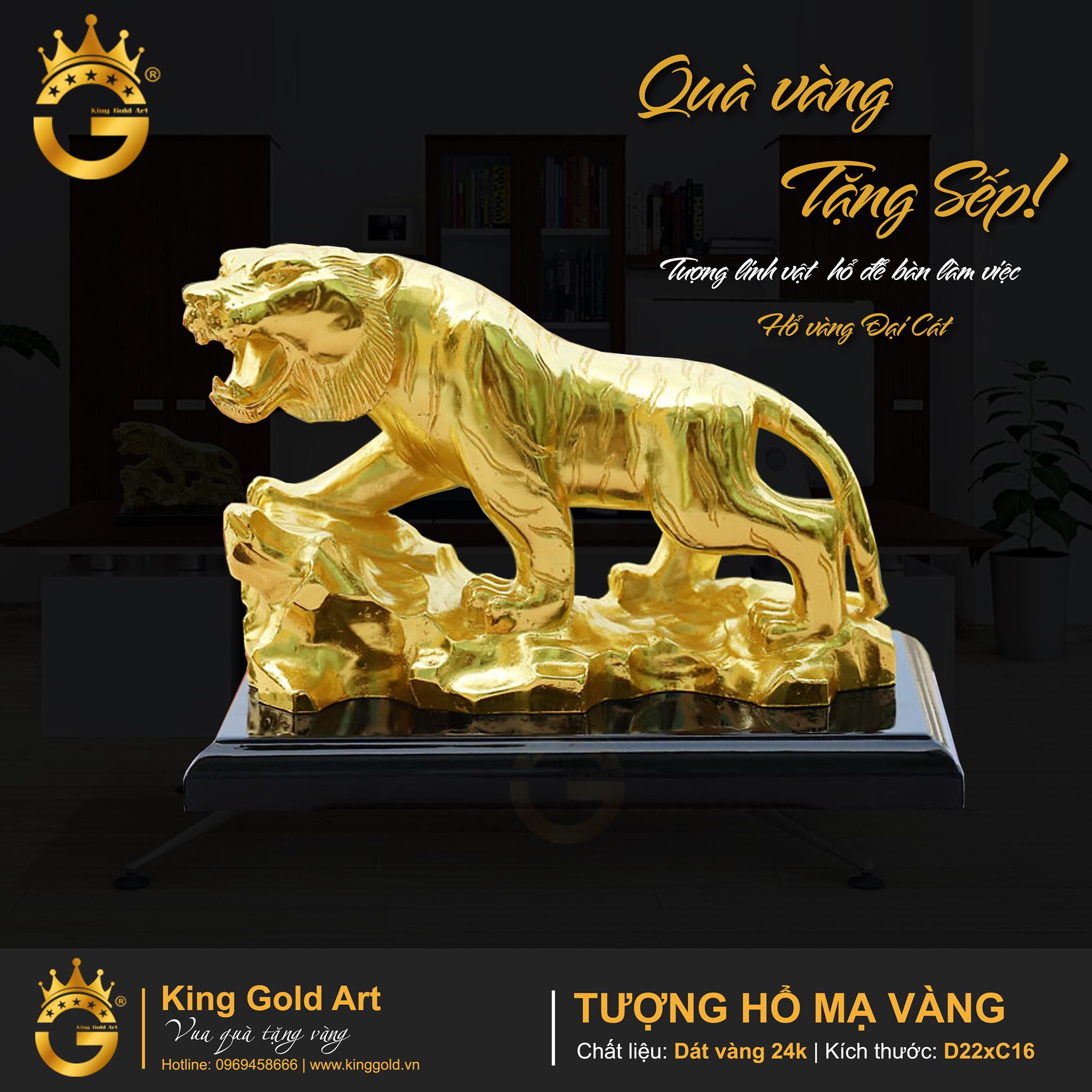 Báo giá tượng hổ vàng đại cát- quà vàng cao cấp tại Đồ đồng Việt0
