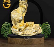 Tượng mèo mạ vàng 24k cao cấp, linh vật năm Quý Mão 2023