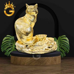 Tượng mèo mạ vàng 24k cao cấp, linh vật năm Quý Mão 2023