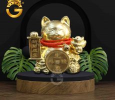 Giá bán tượng mèo thần tài phong thủy mạ vàng