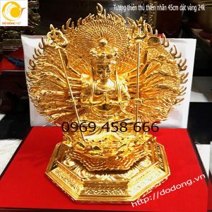 Tượng Phật thiên thủ thiên nhãn bằng đồng vàng